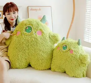 Custom Kawaii Monster Doll Cartoon Big Eye Plush Pillow Gift Home Decorations Long Hair Stuffed Animal Toy