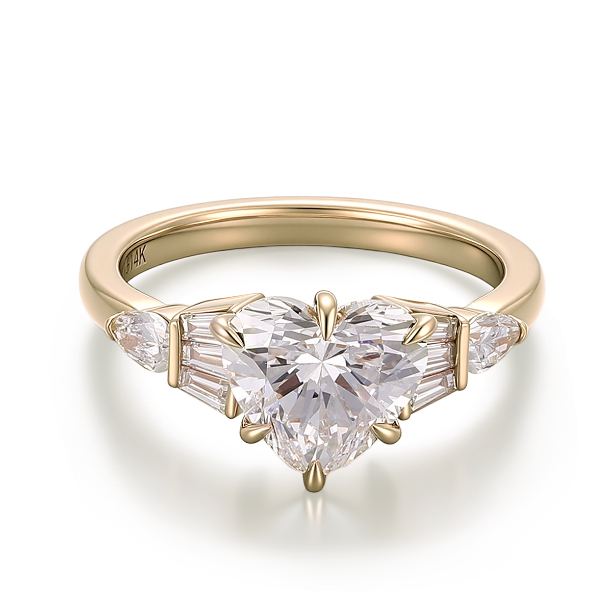 Anillo de oro macizo de 18 quilates con diamante de laboratorio