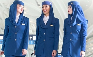 Haute qualité bleu marine veste + pantalon hôtesse de l'air Costume personnalisé cabine équipage <span class=keywords><strong>Saudi</strong></span> Arabian <span class=keywords><strong>Airlines</strong></span> uniforme - Product Image 6