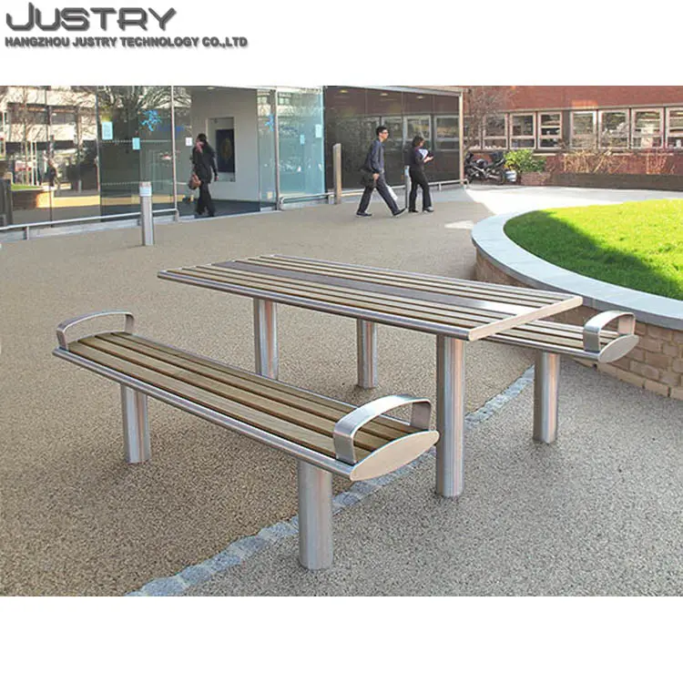 Outdoor table and chair metal and wood combination convertible picnic table garden bench