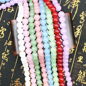 New Product Glass Bead Strings 6 8 10 12 mm Full Round Jade Color Coating Beads 80 cm Strand For DIY Making Jewelry Supplie