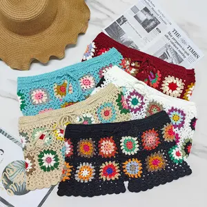 STOCK 5 colores lazos cintura Crochet corto ahueca hacia fuera Cheeky Beach Short traje de baño bañadores mujeres cubrir Ups