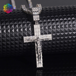 Nuevo Collar con Colgante de Cruz de Cobre con Incrustaciones de Moissanita, Cadena de Bambú, Estilo Hip-hop Cristiano, con Diseño de <span class=keywords><strong>Fe</strong></span> Personalizado - Product Image 1