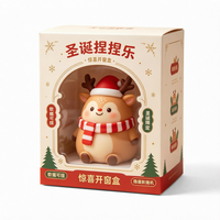 Jouet anti-stress souple en forme de renne de Noël, à presser, avec boîte colorée