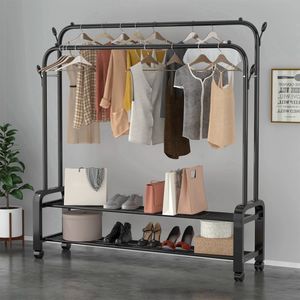 <span class=keywords><strong>Appendiabiti</strong></span> durevole con 4 ganci <span class=keywords><strong>appendiabiti</strong></span> vendita di fabbrica 2 file Pole Hanging Free Stand Shelf - Product Image 4