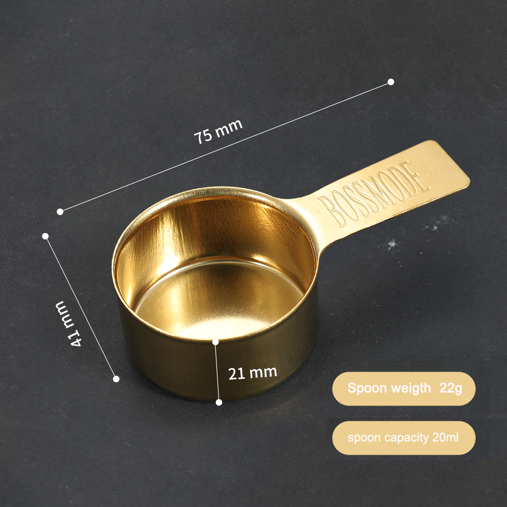 Misurino per liquidi solidi personalizzato da 20ML ISO9001 430 misurini e cucchiai in oro set in acciaio inossidabile