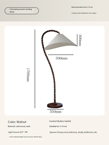Lampada <span class=keywords><strong>da</strong></span> Terra Vintage Wabi-sabi in Stile Medievale, in Legno Massello di Noce per Soggiorno, Camera <span class=keywords><strong>da</strong></span> Letto Francese, Studio, Design Moderno con Paralume in Tessuto - Product Image 6