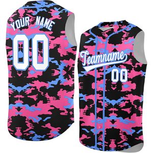 Maillot de baseball personnalisé sans manches, avec nom et numéro, gilet entièrement boutonné, unisexe, respirant, imprimé par sublimation, vêtements de sport - Product Image 1