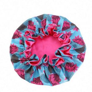 Wholesale African Print Wide Wave Brim Ankara Dashiki <b>Head</b> <b>Cover</b> Women Daily Use Adjustable Satin Bonnet High Quality 443 - Product Image 5