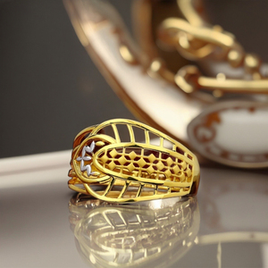 Bague large en or pour femmes, style cage |   Bague de doigt légère à porter tous les jours, bicolore |   Bijoux fantaisie - Product Image 1