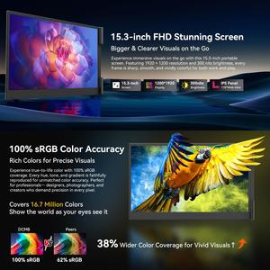 Compre Blackview SCM8, Monitor Portátil de 15.3 Pulgadas, Ultra Delgado, Pantalla LCD Extensora, 100% sRGB FHD, 100W PD, Soporte para <span class=keywords><strong>Mac</strong></span> y Windows - Product Image 2