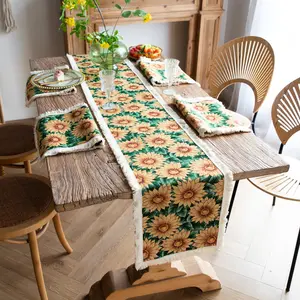 Skymoving per la casa tessuti nuovo poliestere personalizzato Jacquard fiori runner lusso per cucina sala da pranzo decorazione da tavolo