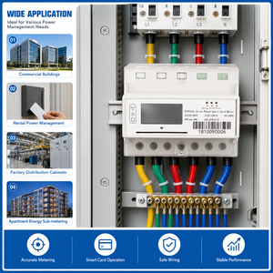 In magazzino consegna rapida Smart carta IC prepagata <span class=keywords><strong>3</strong></span> fasi contatore elettrico Display LCD RS485 energia elettrica DIN binario misuratore di energia - Product Image 3