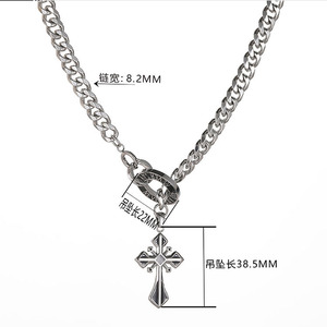 Collana con catena a maglia maschile in acciaio inossidabile all'ingrosso personalizzata ciondolo croce <span class=keywords><strong>accessori</strong></span> per gioielli Vintage italiani da uomo - Product Image 4