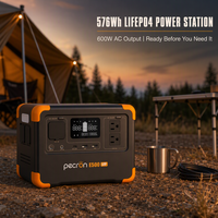 Station d'alimentation portable d'extérieur 600W 576Wh Batterie LiFePO4 Entrée solaire 100W, Fonction UPS