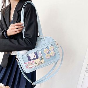 Korean Japanese for Ita Bag Transparent Pin Badge PU Soft Girlish Student Shoulder <b>Square</b> Bag Fashionable Anime Crossbody Doll - Product Image 3