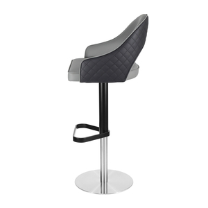360 °   <span class=keywords><strong>Tabouret</strong></span> de bar pivotant réglable en hauteur, chaise de bar en cuir PU bicolore à dossier creux avec structure en métal noir et argent - Product Image 2