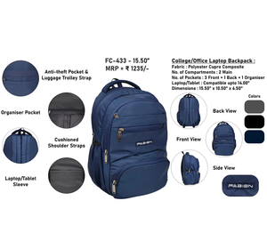 Sac à dos léger en polyester de qualité supérieure avec intérieur spacieux pour les étudiants et les professionnels de bureau - Product Image 5