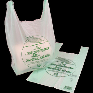 Borsa per t-shirt monouso da portare con te un sacco di vendita al dettaglio di generi alimentari biodegradabile a base di amido di mais - Product Image 2