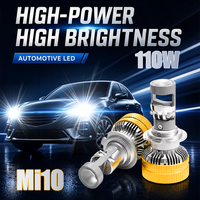 Ampoules de phares LED DGLS Mi10 H4 H7 H11 9005 9006 9012 avec mini lentille de projecteur 110W 30000LM 6000K, sans erreur Canbus, pour automobile