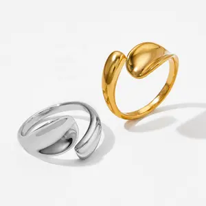 Новое 2024, уникальное Стильное кольцо с глянцевой поверхностью, случайные геометрические кольца из нержавеющей стали для девочек