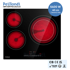 Placa de Cocción Vitrocerámica de 60 cm con 3 Quemadores y Temporizador, Zona Doble Grande de 30 cm <span class=keywords><strong>para</strong></span> Paella, 5400 W, Control Táctil Deslizante, Vitrocerámica Eléctrica Integrada, CB CE - Product Image 2