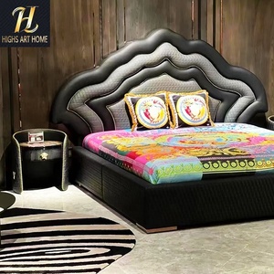 Vendas Diretas Da Fábrica Italiana Moderna High End Mesa De Noite De Madeira Maciça Mesa De Noite De Couro Genuíno Luxo Para Villa Quartos
