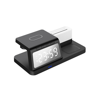 HiTao 15W 5-in-1 <b>Wireless</b> Charging Station with Digital Clock & RGB Ambient <b>Light</b> for Multi-Device Charging - Product Image 1