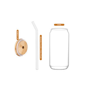 CnGlass Factory Direct High Quality Clear Can Shaped <strong>Beer</strong> Sublimation Borosilicate <strong>Beer</strong> Glass Cocktail <strong>Bottle</strong> With Bamboo Lid - Product Image 4