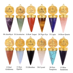 Nouveau pendule en pierre à motif rétro en or et chaîne Syn.Blue <span class=keywords><strong>Goldstone</strong></span> pour la divination hypnose guérison âme sorcellerie - Product Image 6