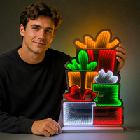 Pabrik Sumber Neonawall Cermin Infinity LED Ukuran Kustom Lampu Terowongan 3D Neon Unicorn Lucu Hadiah Natal Grosir Putih Hangat