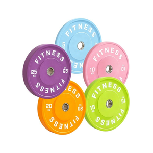 Disques de musculation en caoutchouc Macaron à code couleur, trou de 50 mm, pour haltères de gym, avec logo personnalisé - Product Image 2