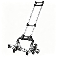 Chariot compact pliable pour monter les escaliers avec poignée télescopique et rotation à 360° °   Roues pivotantes pour les courses et le rangement dans le coffre