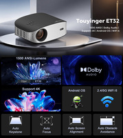 Stock UE Livraison rapide ET32 1500 ANSI Full HD 4K Projecteur LED pour audio 200'' Grand écran Android 11 Portable Maison Extérieur
