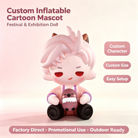 Mascotte gonflable géante personnalisée de dessin animé, 3m, cheveux roses, tissu Oxford imperméable pour événement anime, publicité extérieure