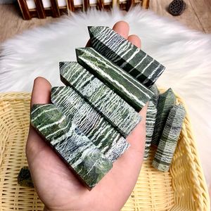 Bacchetta a punta di <span class=keywords><strong>pietra</strong></span> preziosa naturale Healing Reiki green Zebra Danio Stone tower per <span class=keywords><strong>la</strong></span> decorazione Feng Shui - Product Image 2