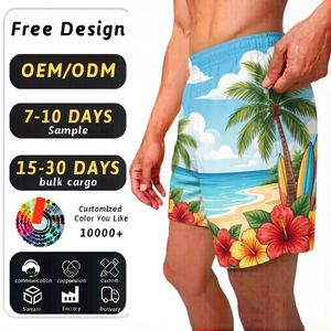 Shorts de sport pour homme à séchage rapide avec logo personnalisé, élastiques, pour la compétition physique, shorts de plage 3D - Product Image 1