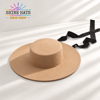 Chapeau Fedora en Laine pour Femme, Modèle Sombrero, à Bord Extra Large, en Feutre, avec Ruban Couleur Unie, Logo Personnalisé, Vente en Gros, Collection 2027