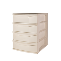 Unité de rangement de bureau empilable minimaliste Pratika PP à 4 tiroirs, blanc, 380x285x417mm, moulé par injection