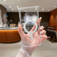 Coque de téléphone transparente anti-choc en PC pour Samsung S25 S24 Ultra S23 S22 Ultra Plus, compatible avec la recharge sans fil, coque arrière magnétique