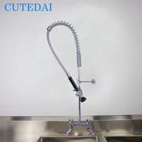 Robinet de cuisine moderne en laiton chromé, 2 trous, à poser sur le comptoir, avec douchette extractible, pour hôtels et restaurants, mitigeur