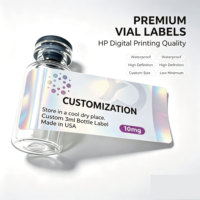 Étiquettes de bouteilles imprimées en vinyle holographique haute adhérence, résistantes à l'huile, durables, standard 3 ml pour l'emballage