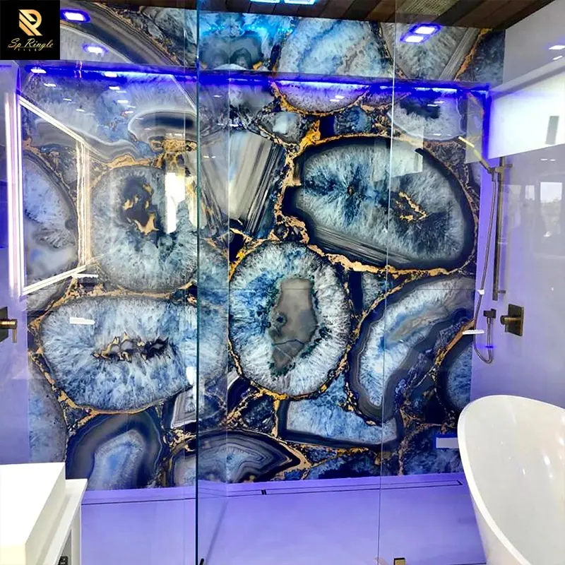 Springletile 60x120 onyx marbre or bleu saphir pavé Agate pierre émeraude mur carreaux