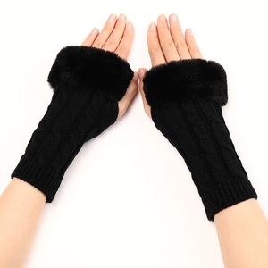 Automne hiver femmes tricoté demi doigt <span class=keywords><strong>laine</strong></span> <span class=keywords><strong>gants</strong></span> sans doigts bras manches <span class=keywords><strong>gants</strong></span> chauds - Product Image 5
