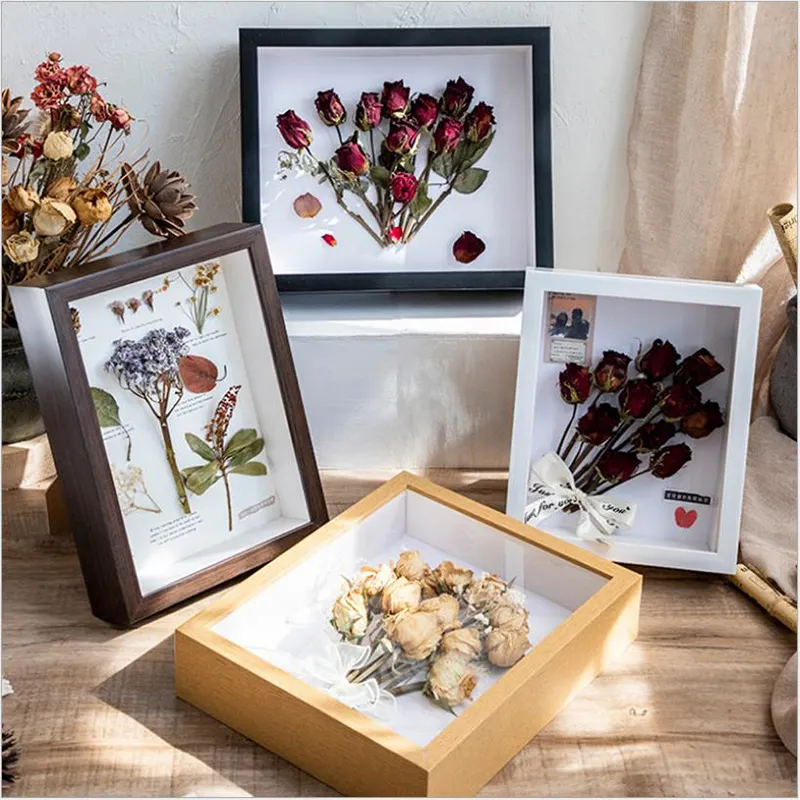 Caja de sombra 3D de madera de alta calidad personalizada, marco de fotos de flores secas diy para decoración del hogar, 4 "5" 6 "7" 8 "10" 16 "A4