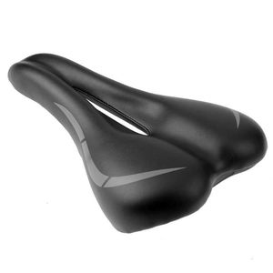 Selle de vélo de montagne confortable noire perforée pour adultes unisexes toutes saisons style simple - Product Image 1