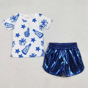 Ensemble décontracté d'été RTS Boutique : Haut à motif étoile et feux d'artifice style Western Cheer Team et short en cuir assorti, écologique - Product Image 3