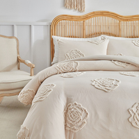 Ensemble de housse de couette en jacquard brodé en 3D avec motif de rose, style shabby chic, blanc, ensemble de mariage, livraison directe, ensemble de housse de couette