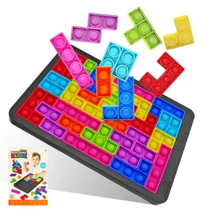 1 में 2 धक्का पॉप बुलबुला पहेली बिल्डिंग ब्लॉक खेल पॉपर बच्चे तनाव से राहत के लिए संवेदी Fidget खिलौने