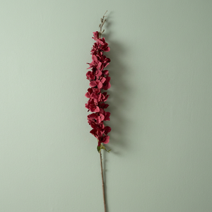 Flor Artificial de Orquídea Roja con Hojas, de Poliéster, Hecha a Mano, Estilo Natural, Duradera, Reutilizable y Reciclable - AFF-Stick-6.2 - Product Image 3
